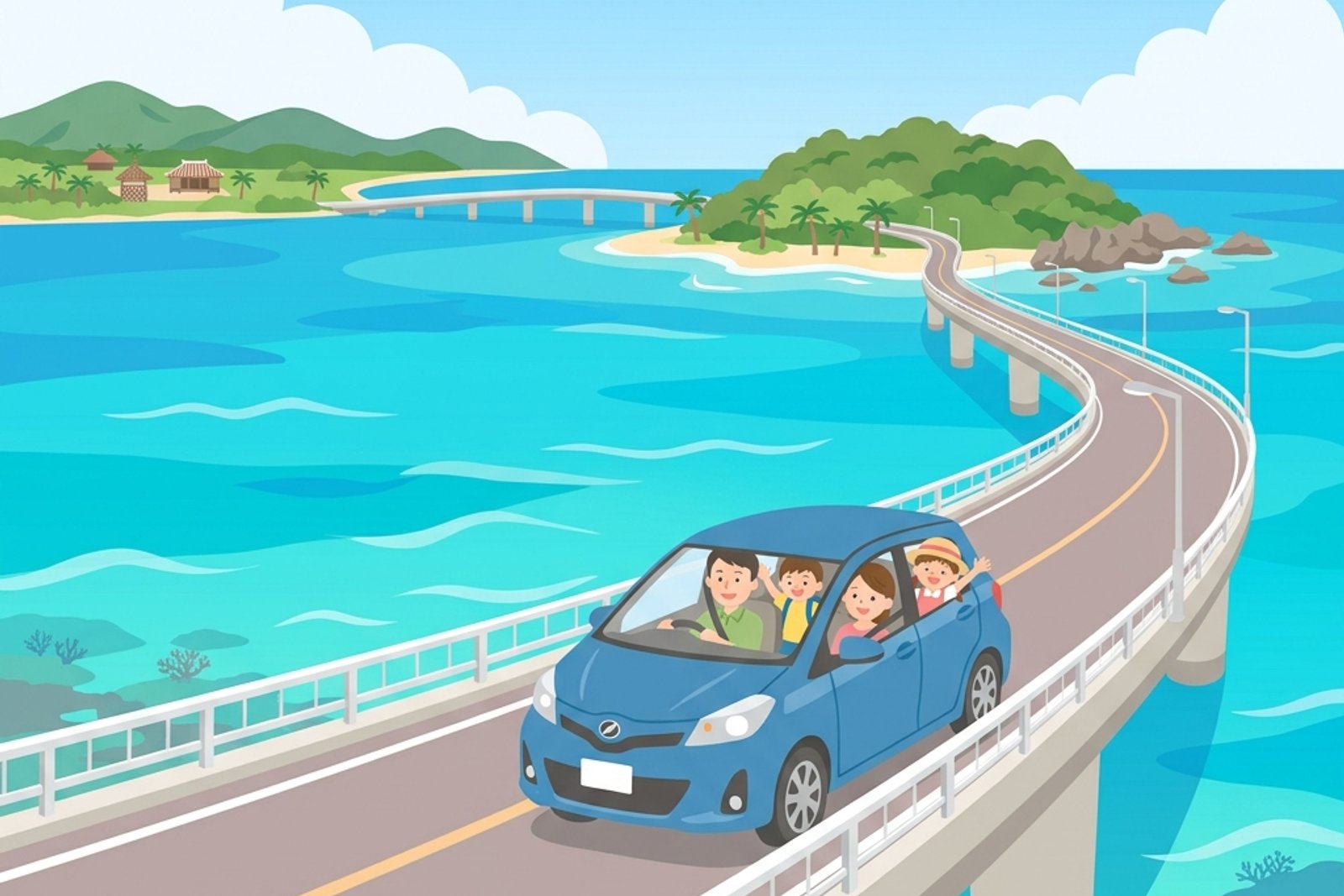 日本沖繩自駕租車藍天大海跨海大橋公路旅行