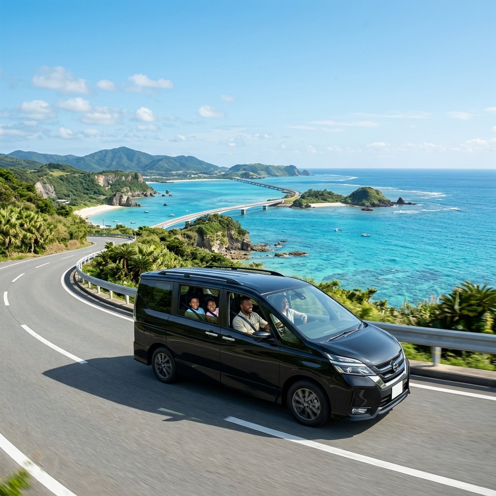 Toyota Voxy 沖繩自駕行駛跨海大橋與濱海公路實景 - OKA 沖繩租車
